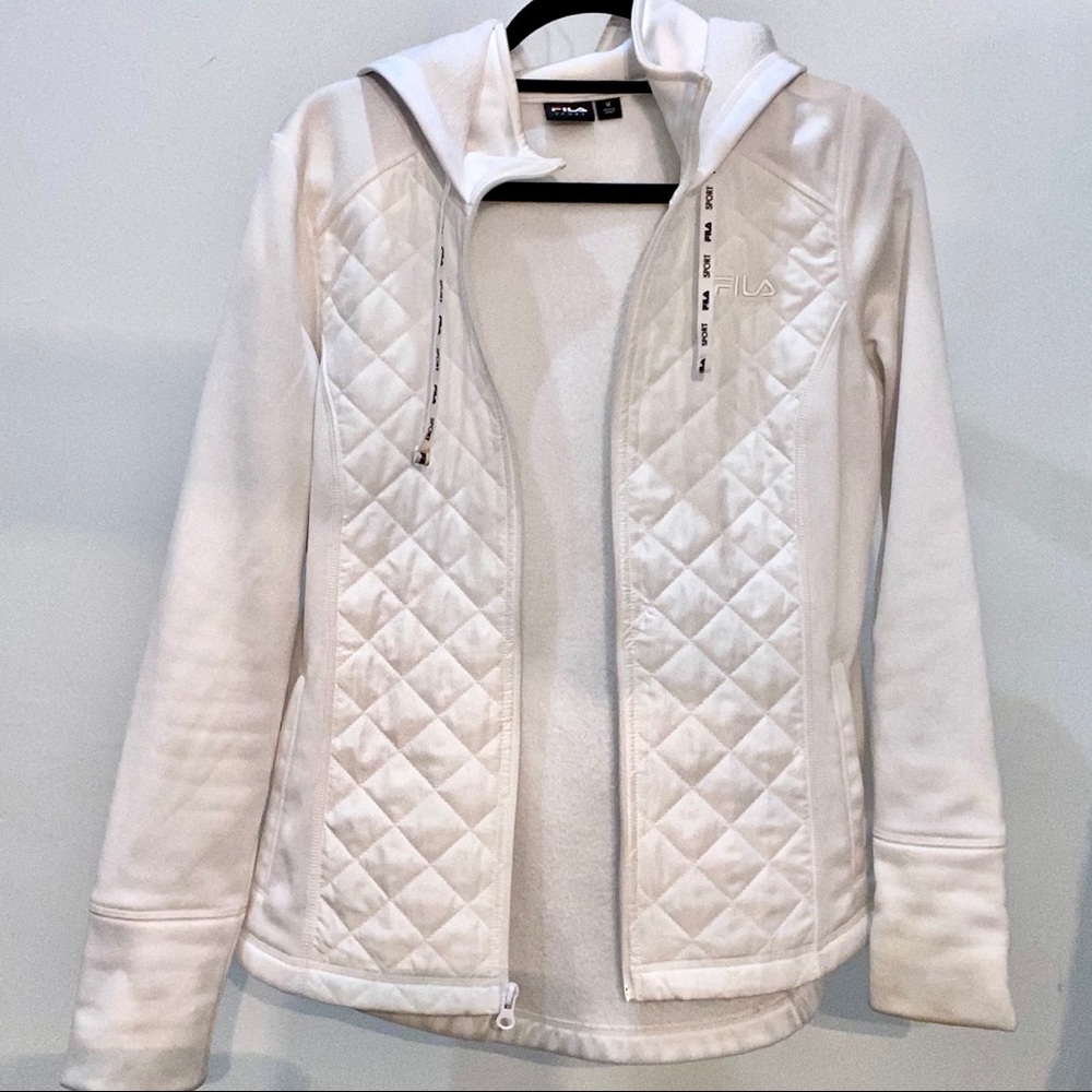 Fila Zip Up Quilted Hoodie - M / White